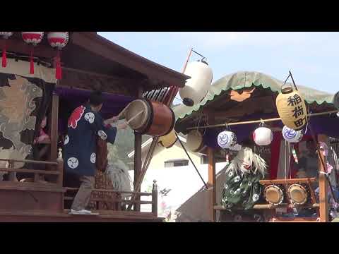 柚木町愛宕神社例大祭(午後の山車巡行)２町競演