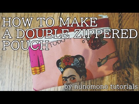 How to make a double zipper pouch : Lovely Frida Kahlo design!