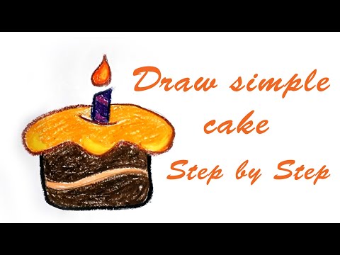 Step by Step Draw  birthday Cake with Crayons |Drawing videos for Beginners | Creative Paradise