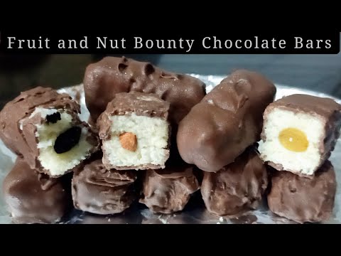 Bounty Bars | Fruit and Nut Bounty Chocolate Bars | Rakshabandhan special recipe | बाउंटी चॉकलेट बार