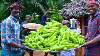 MIRCHI & RAW BANANA BAJJI | 1000 Bajji Making in Village | Milagai Vazhakkai Bajji | Rainy Snacks