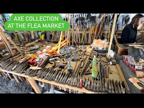 Huge Axe & Hatchet Collection at the Flea Market Shop with me for Vintage / Antiquing Vlog Video