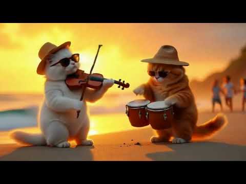 😂🎩 Cool Cats in Hats | Hilarious Violin & Drum Performance 🐾🎶 #funnycats  #musicalcats