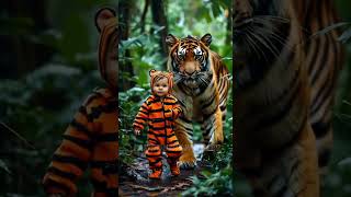 Tiger with Baby Ai Created Short video #duet #ma #funnyclips #beliakunyoutube