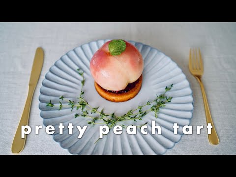 まるごと桃タルトの作り方/桃の種の綺麗な取り方/Peach Tart