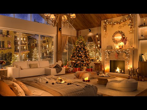 Christmas Jazz 2025 | Warm Bedroom with Fireplace & Soothing Jazz for Focus – 4K Holiday Vibes 🎄