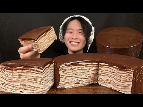 ASMR I want to eat rich chocolate milk crepes‼️【eating sound/mukbang】