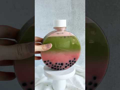 Making a Watermelon Matcha Boba Drink 🍉