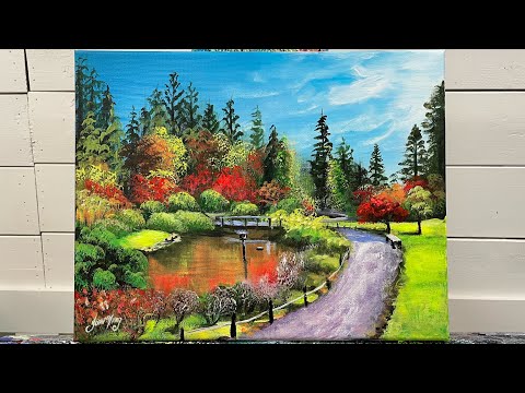 How To Paint AUTUMN IN THE PARK | Acrylic step by step painting tutorial