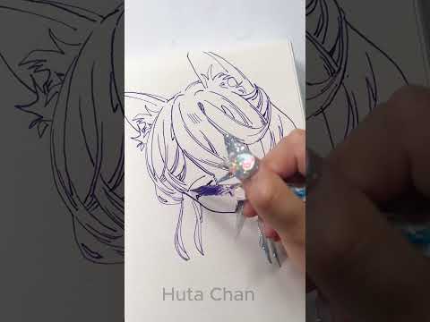 Sketching ASMR with New Glass Pen #shorts #hutachan