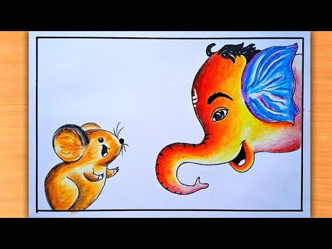 Ganesha Drawing Oil Pastels | Ganpati bappa drawing | Ganesh chaturthi drawing | Ganesh drawing