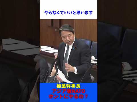 石破総理 アジア版NATO ホントに作るの？ / 国民民主党 榛葉幹事長 参議院 外交防衛委員会