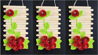 Beautiful wall hanging craft using ice cream sticks / paper craft for home decoration #homedecor