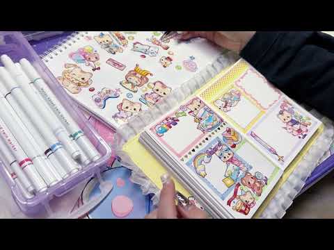 日記デコ✤ねこちゃんマスキングテープ✤コラージュ✤作業動画