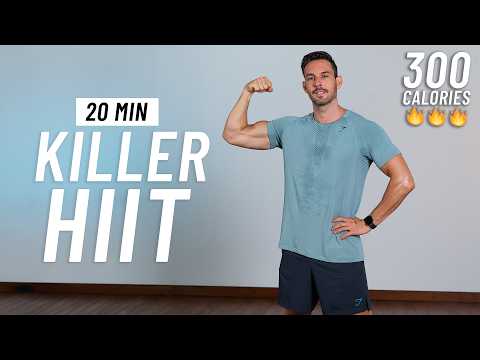 20 Min Killer HIIT Workout For Fat Burn & Cardio (No Equipment, No Repeats)