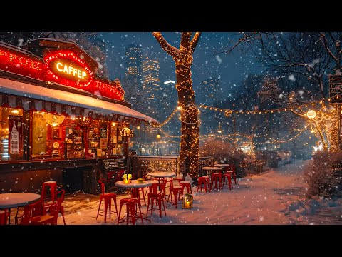 Relax Jazz Cafe ☕ Winter Jazz Outside The Cafe for a Good Mood ~ Smooth Jazz Instrumental