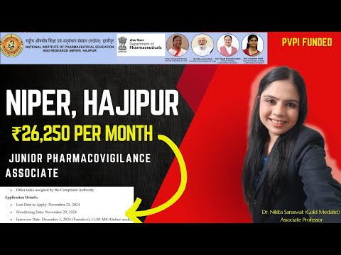 NIPER Hajipur Recruitment 2024 | Junior  Pharmacovigilance Associate Vacancy for Pharma Students