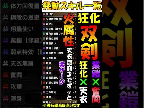 サンブレイク 双剣  火属性  装備   狂化２ ×天衣無崩3×奮闘3×業鎧3 発動！  護石難易度高いです  アマツマガツチ 防具採用　PS5版  対応  MHR SB モンハン 周回