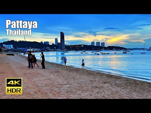 Sunset Walk on Pattaya Beach - Pattaya 2023 [4K HDR]