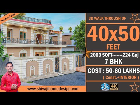 🏡 40*50 House Design 3D | 2000 Sqft | 7 BHK | North Face | 12x15 Meters #ShivajiHomeDesign