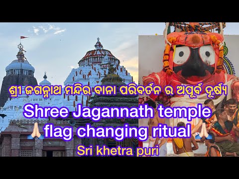 Shree Jagannath temple flag changing ritual 🙏🏻✨🥺Jagannath dham puri 🙏🏻❤️ #jagannath #youtube #video