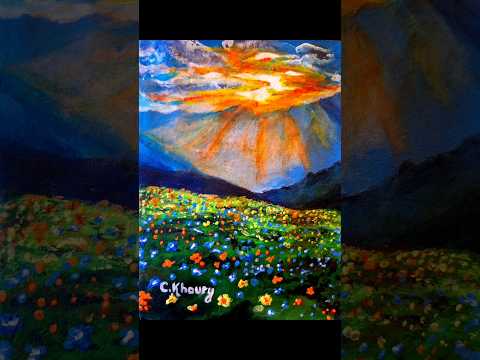 mountains and flowers 😍 landscape painting #art #switzerland #beauty #landscape #painting