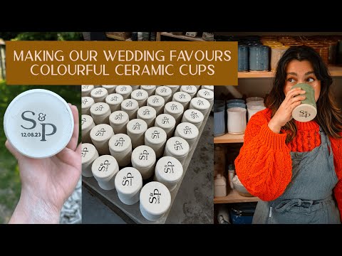 Making ceramic cups for our wedding favours - glazing and underglaze stamping