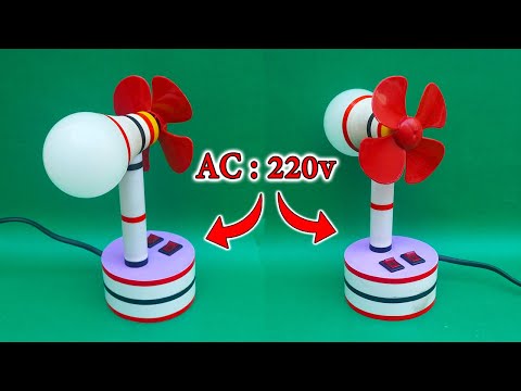 How to Make A Table Fan & Table Lamp At Home | Mini Study Table Lamp DIY| AC 220V Mini Table Fan DIY