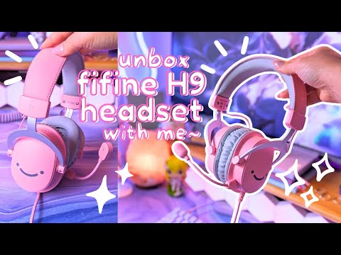 🌷 Fifine Ampligame H9 Gaming Headset Unboxing | 🎧 cute pink headphones, aesthetic setup finds 🌸✨