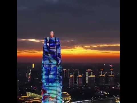 This is Zhengzhou Landmark "Big Corn（大玉米）" sunset, heartwarming.#Zhengzhou