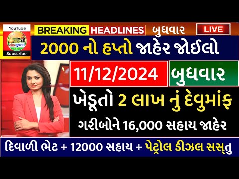 આજના તાજા સમાચાર/ આજે:દેવામાંફ,ફેંસલો,ભેટ,2000 હપ્તો,ખેડૂતો:6લાખ, રેશન,ચૂંટણી ભેટ / khedut samachar