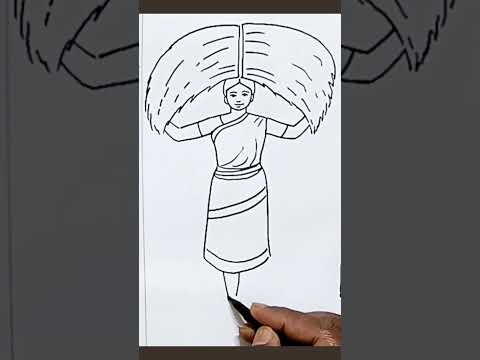 Village women drawing/#artwithartistmiltondanda/#youtubeshorts/#shorts