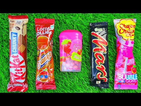 Satisfying video Asmr lollipops candy and chocolate gummy candy unboxing video Asmr.