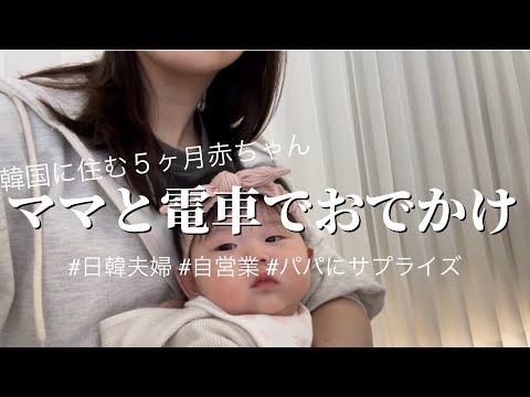 【自営業カフェ】韓国に暮らす５ヶ月赤ちゃんと日本人ママ電車でおでかけ #日韓夫婦 #生後5ヶ月  #ハーフベビー #韓国カフェ #한일부부 #5개월아기 #카페사장