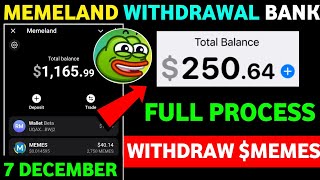 Memeland Withdrawal in Bank | Memeland Withdraw | Memeland Airdrop New Update | Memeland Airdrop