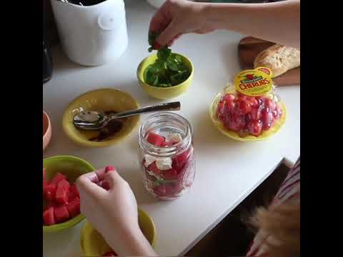 Mason Jar Salad with Cherubs®, Watermelon, Mint and Feta Cheese