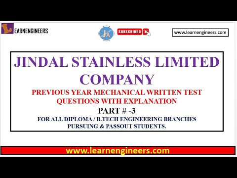 JINDAL STAINLESS LIMITED (JSL) COMPANY MECHANICAL PREVIOUS YEAR WRITTEN TEST QUESTIONS | PART - 3 |