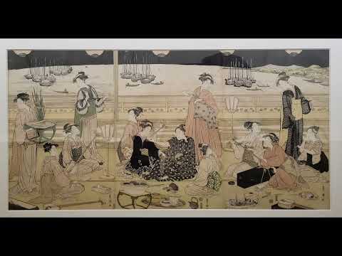 〔重要美術品〕歌川豊国 (1769~1825) 《品川座敷遊興の図》大判 錦絵 3枚続江戸時代・18世紀 東京国立博物館