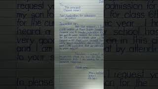 Application For School Admission || Application Writing Practice #shorts