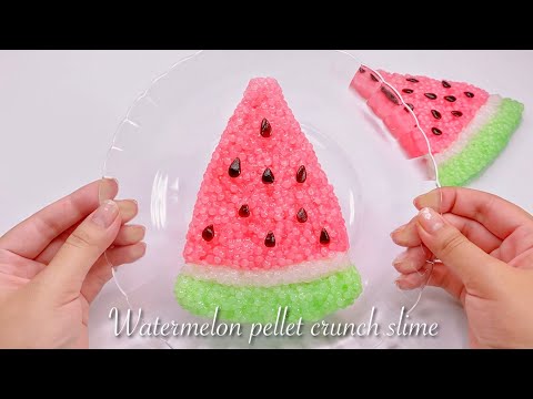 【ASMR】🍉スイカペレットクランチスライム🍉【音フェチ】Watermelon pellet crunch slime