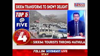 Heavy Traffic At Nathula (Indo-China Border) As Tourists Flock To Witness Season’s First Snowfall