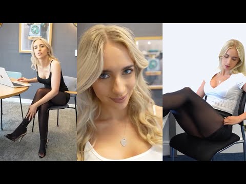 Gracie Wearing Sheer Pantyhose in the Office With Sounds