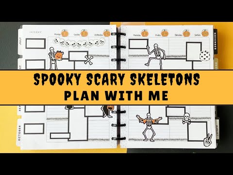 PLAN WITH ME | Spooky Skeletons | Social Media Planner | Happy Planner Teacher Layout