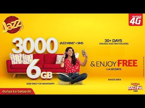 Jazz SIM Lagao Offer 2020 | Free Jazz Internet 6GB |3000 SMS and Minutes