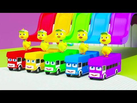 Five Little Ducks | Toy Version | Fun with Buses and Ducks | Nursery Rhymes for Kids & Baby Songs