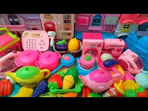 Unboxing miniature plastic full kitchen Set | Toys cooking Game | #asmr 💚