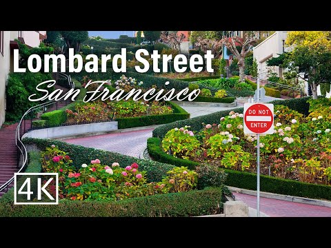 [4K] The Crookedest Street in The World - Lombard Street - San Francisco - Walking Tour