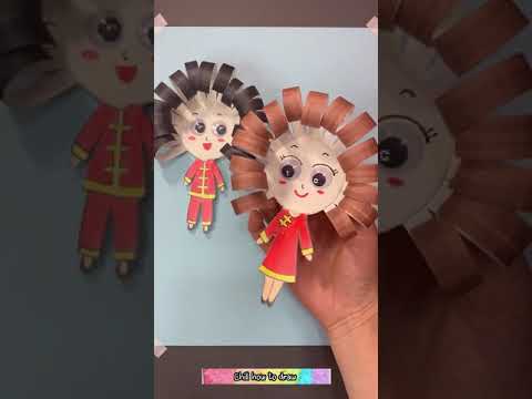 You can make cute New Year dolls with paper cups. Try it now. #drawing #draw #painting