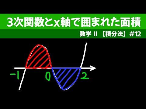 3次関数とx軸で囲まれた面積【数II 積分法】#１２