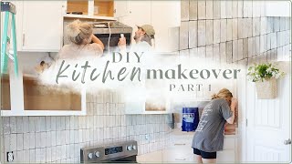 KITCHEN MAKEOVER ✨ installing backsplash & new appliances // BUDGET kitchen renovation pt.1